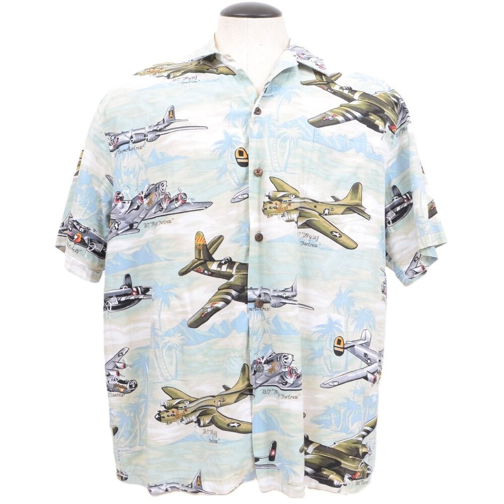 Hilo Hattie‎ The Hawaiian Original Mens Big & Tall 2XL Blue Aviation Camp Shirt